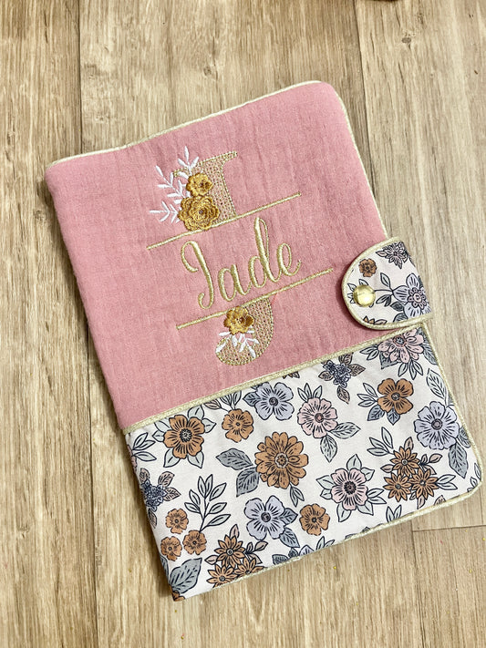 Protège carnet rose thé marion