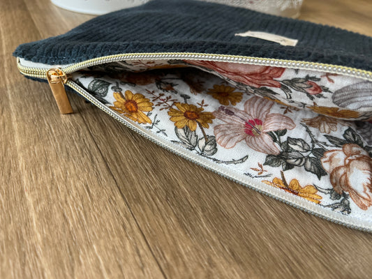 Babette la pochette plate rembourrée velours sapin et gaze vintage
