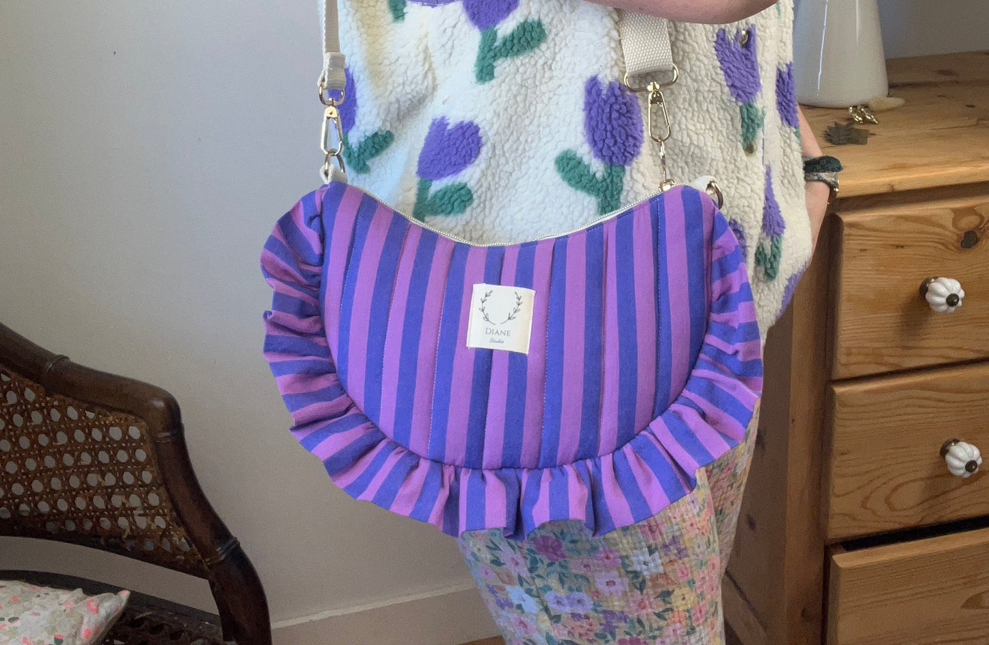 Sac Milan rayé violet et bleu