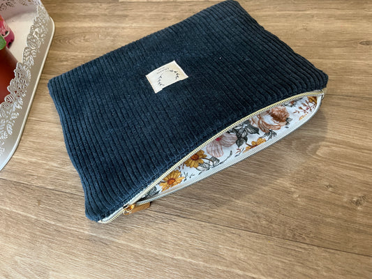 Babette la pochette plate rembourrée velours sapin et gaze vintage