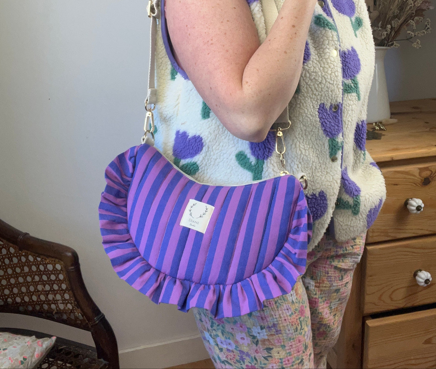 Sac Milan rayé violet et bleu