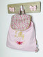 Le sac à dos enfant personnalisé Églantine gabardine rose et Liberty Eloïse