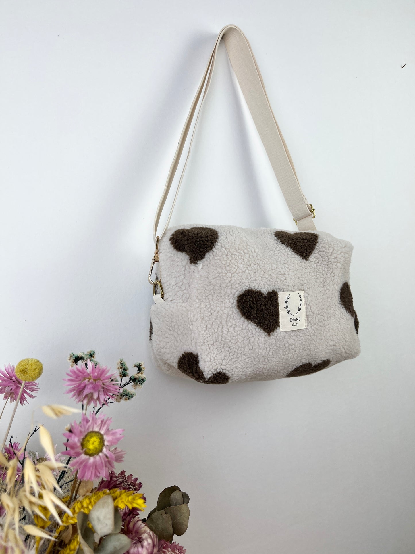 Prototype sac Colette souple en sherpa coeur chocolat