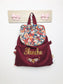 Le sac à dos enfant personnalisé Églantine gabardine bordeaux et liberty thorpe