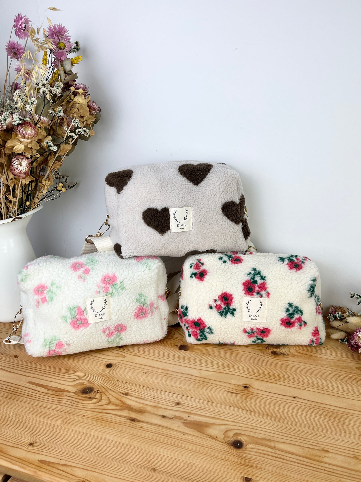 Prototype sac Colette souple en sherpa coeur chocolat