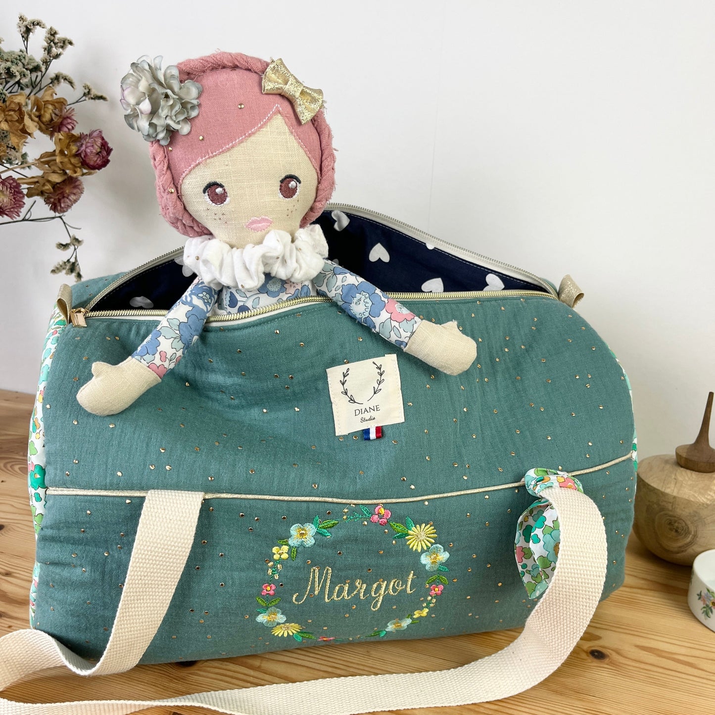 Sac Pernelle eucalyptus et couronne fleurie