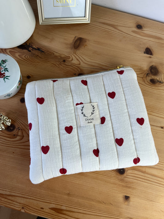 Pochette plate gaze coeurs