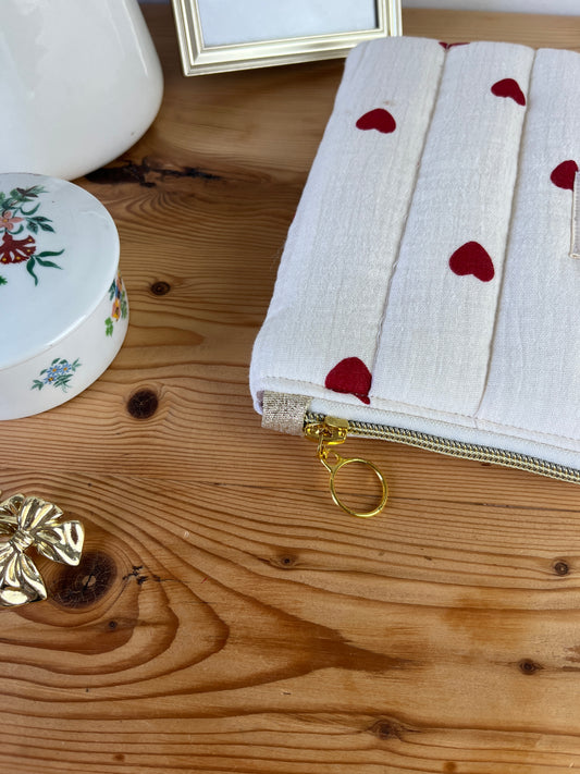 Pochette plate gaze coeurs