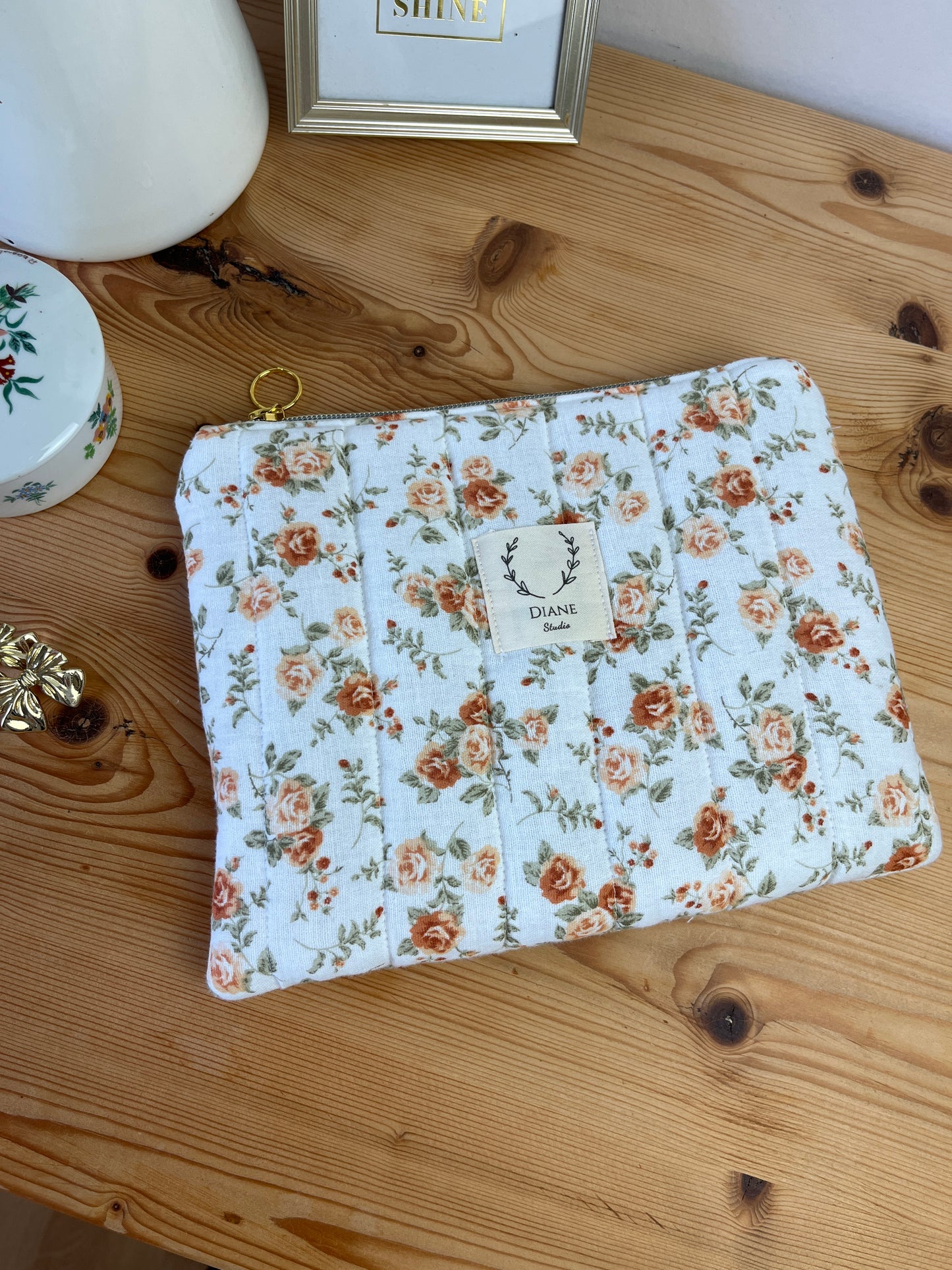 Pochette plate gaze petites roses
