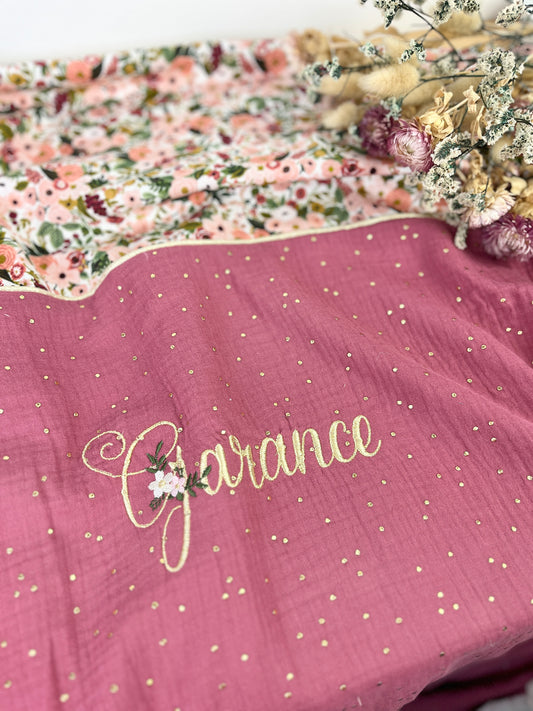 La couverture gaze  bois de rose et garden party