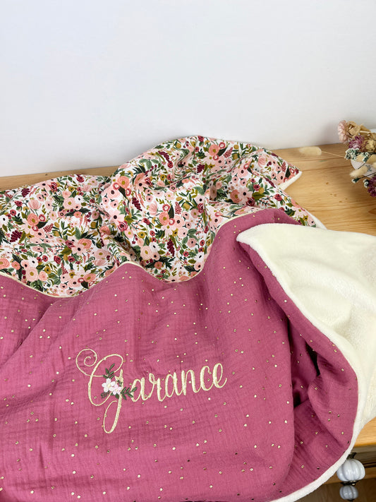 La couverture gaze  bois de rose et garden party