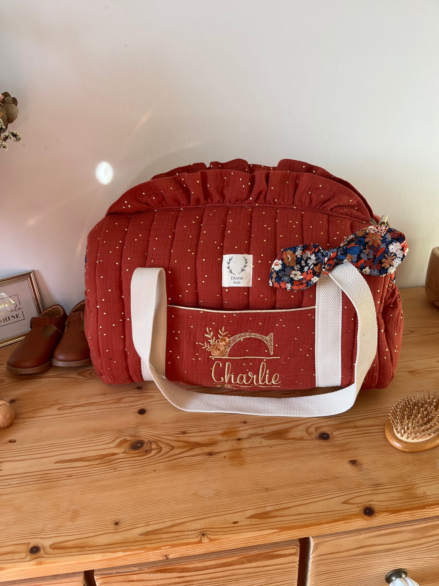 Ensemble : sac polochon et protège livret de famille personnalisables