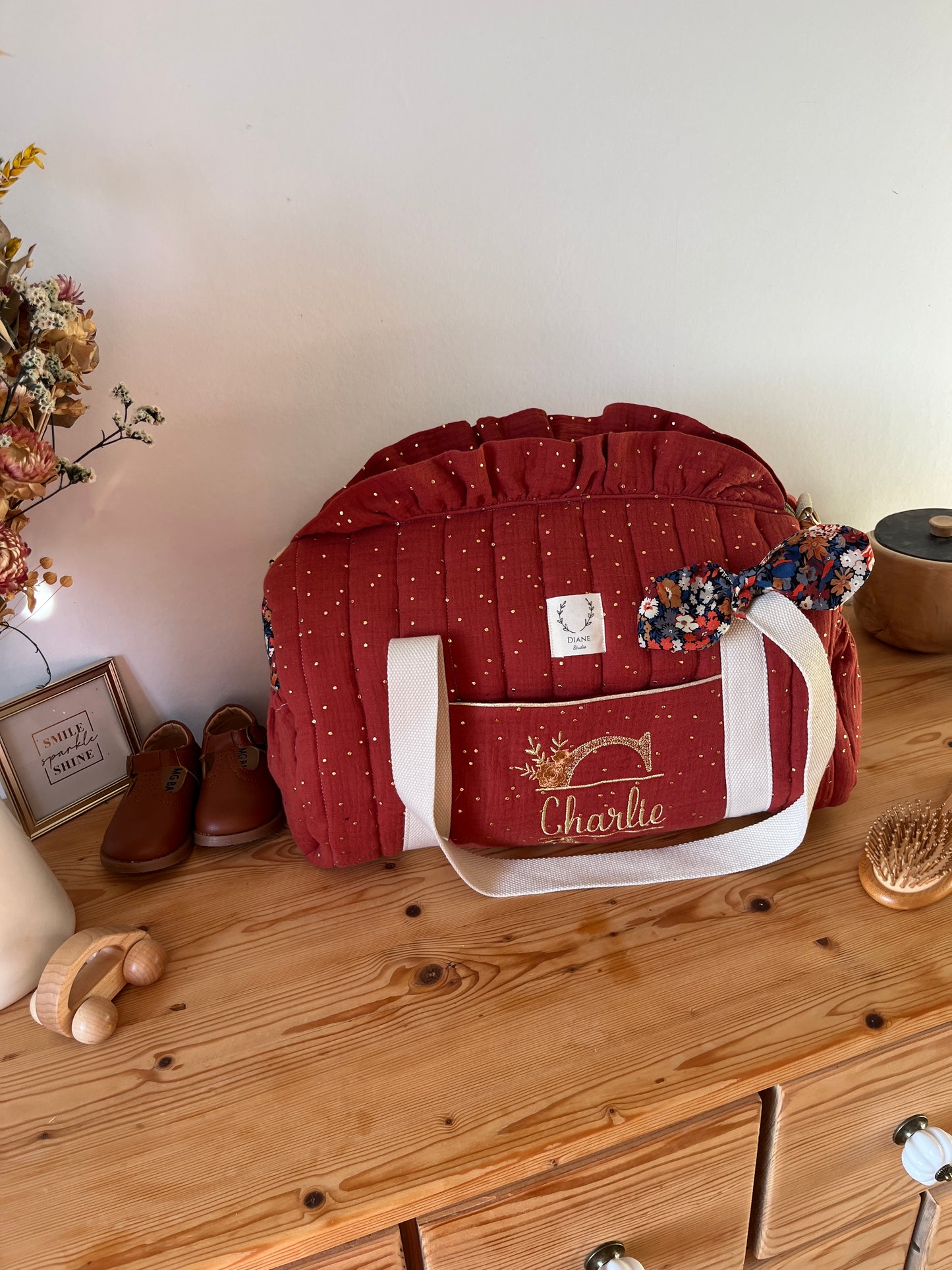 Ensemble : sac polochon et protège livret de famille personnalisables