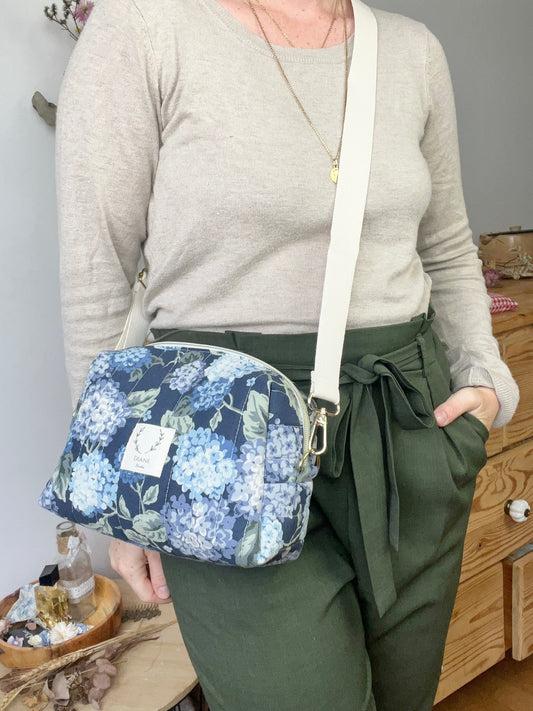 Colette le sac bandoulière hortensias bleus