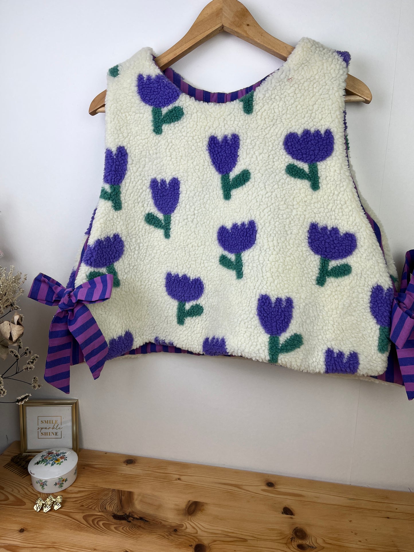 Le pull Joséphine sherpa tulipes mauve