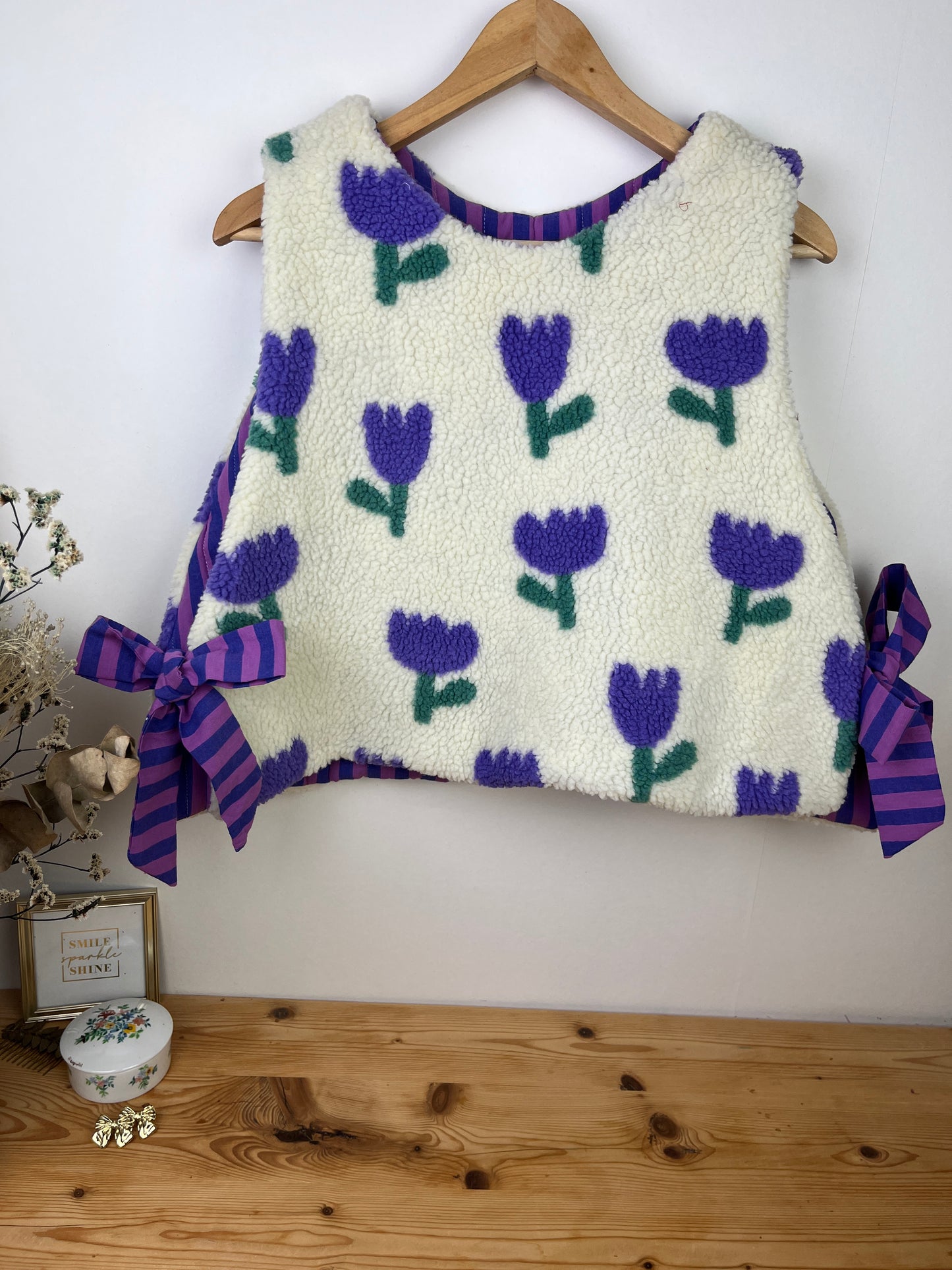 Le pull Joséphine sherpa tulipes mauve