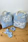 Set: lace initial duffel bag and Eglantine backpack
