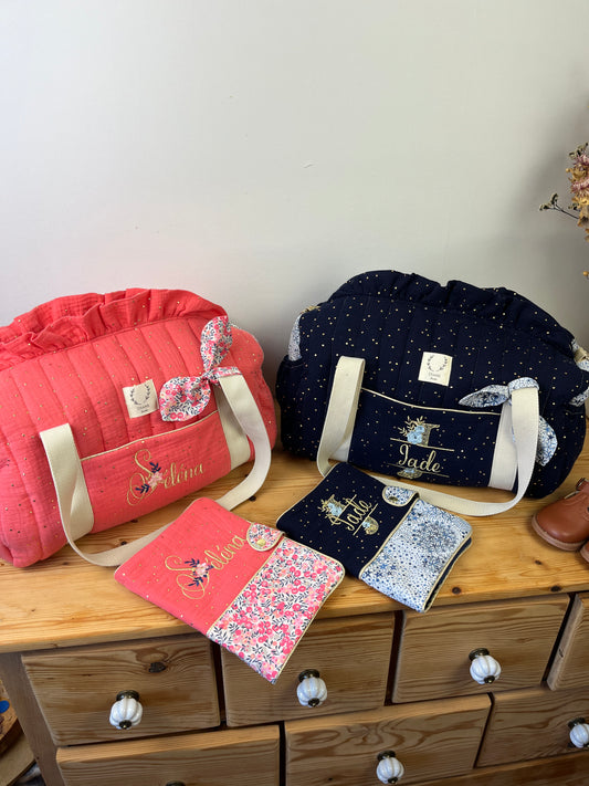 Ensemble : sac polochon et protège carnet 100 % personnalisable