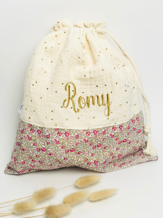 Pochon personnalisé Liberty Eloïse rose