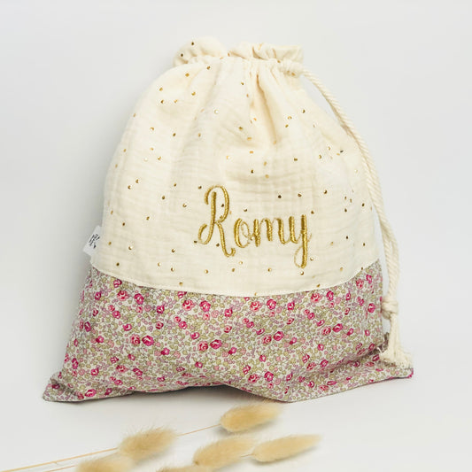 Pochon personnalisé Liberty Eloïse rose