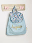 Le sac à dos enfant personnalisé Églantine gabardine bleu ciel et Liberty esclusif betsy denim
