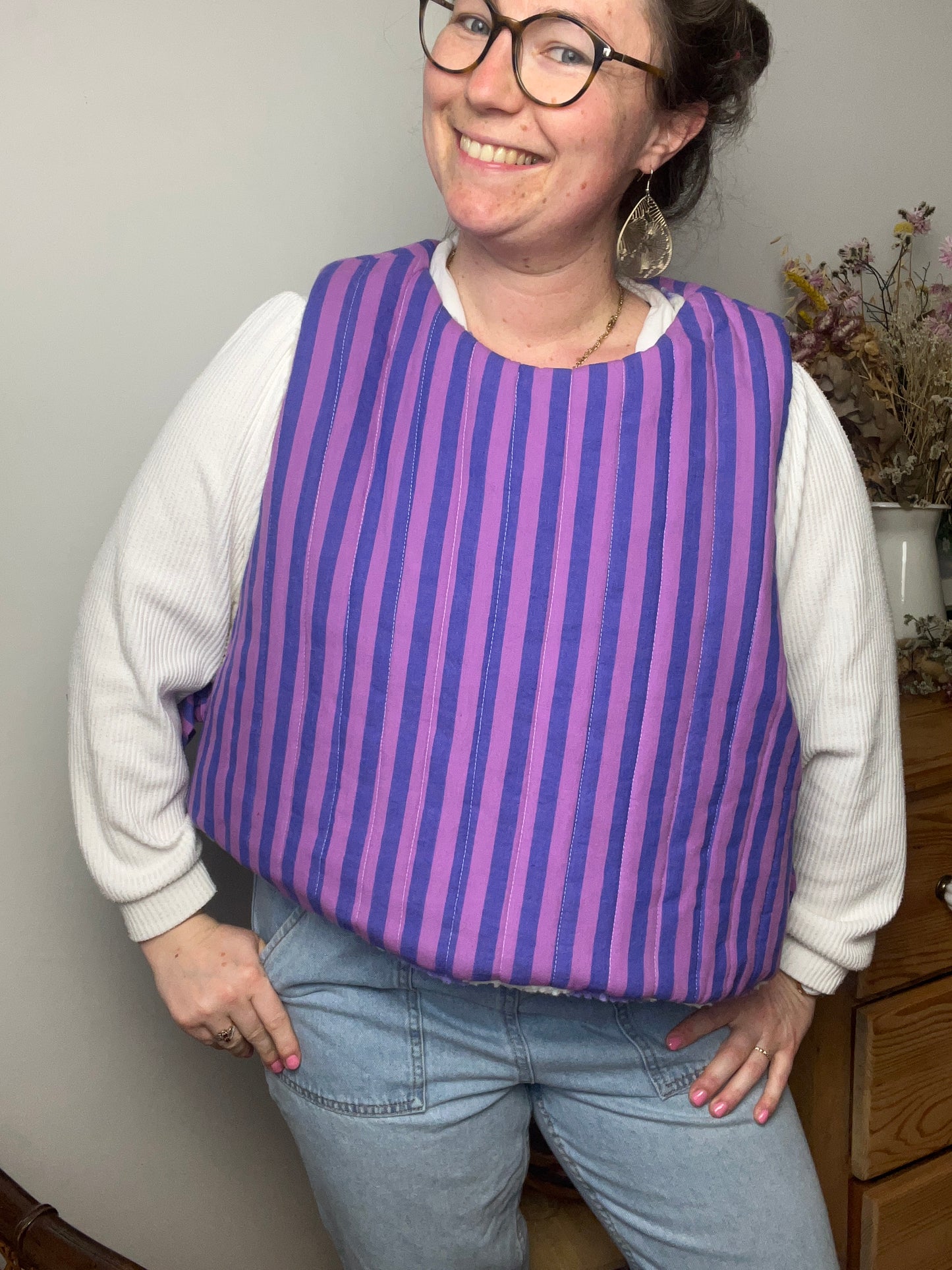 Le pull Joséphine sherpa tulipes mauve