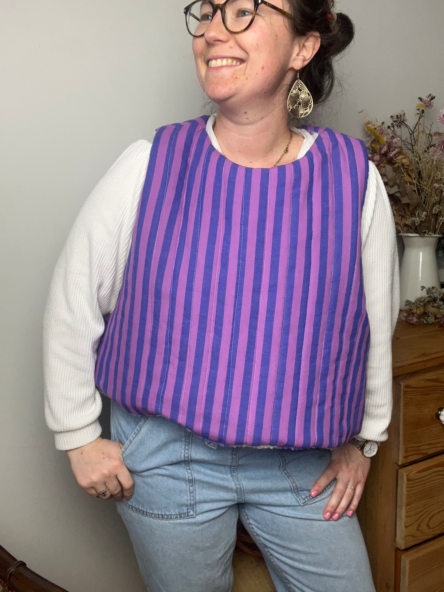 Le pull Joséphine sherpa tulipes mauve