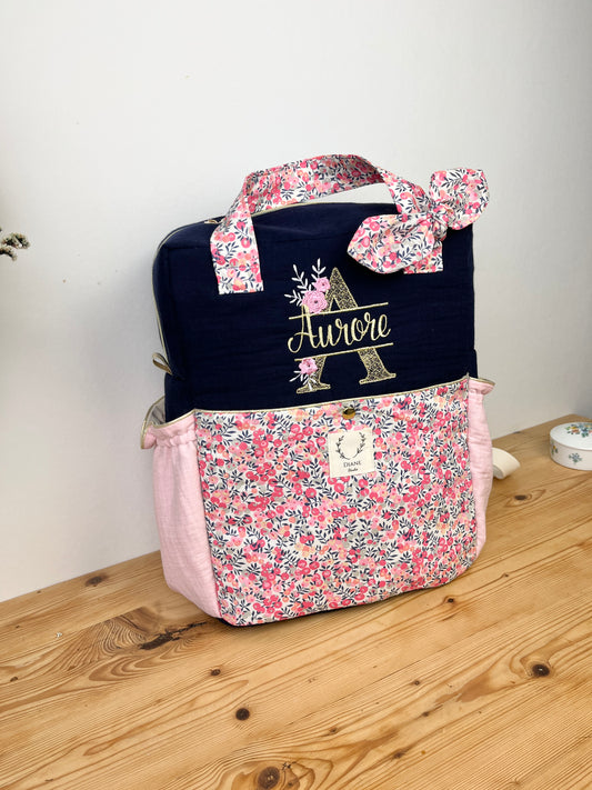 Le sac à dos Angélique liberty Wiltshire et gaze marine