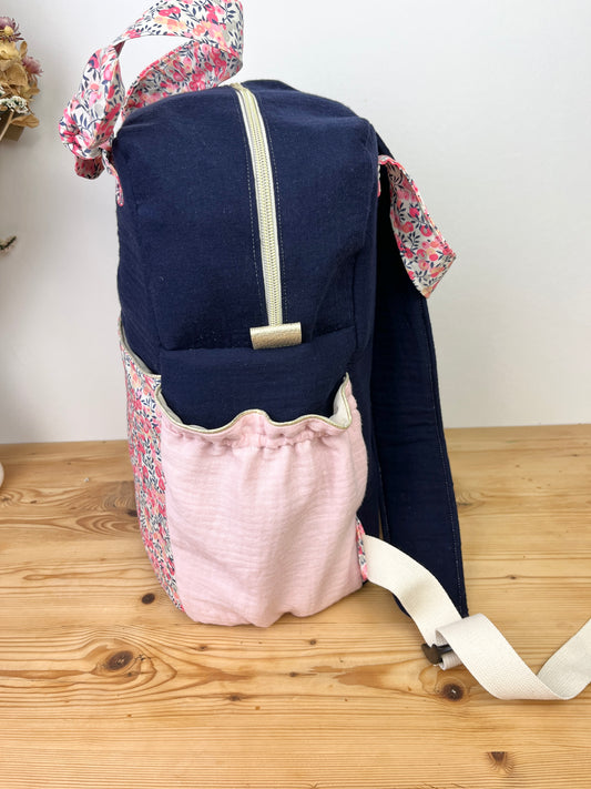 Le sac à dos Angélique liberty Wiltshire et gaze marine