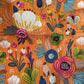 Coupon 50cm fleuri corail