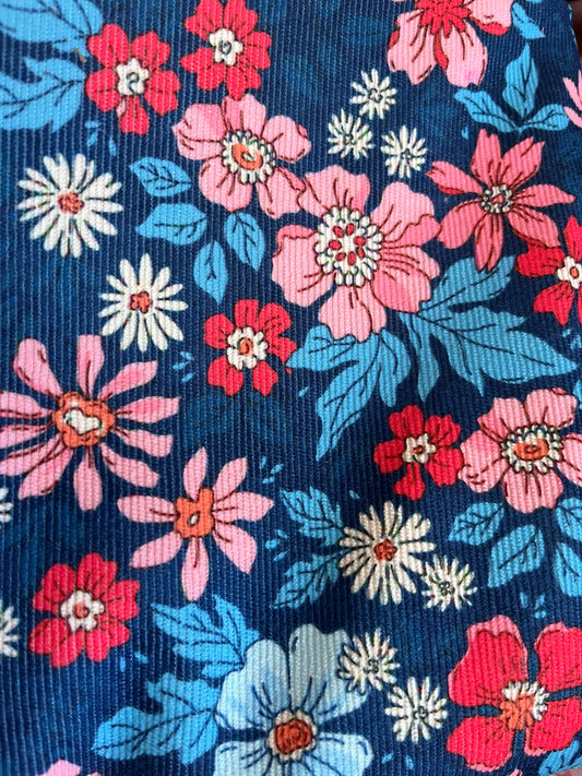 Floral print cotton on a navy background