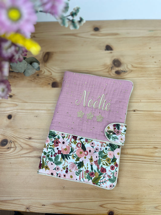 Protège carnet garden party et rose thé doré