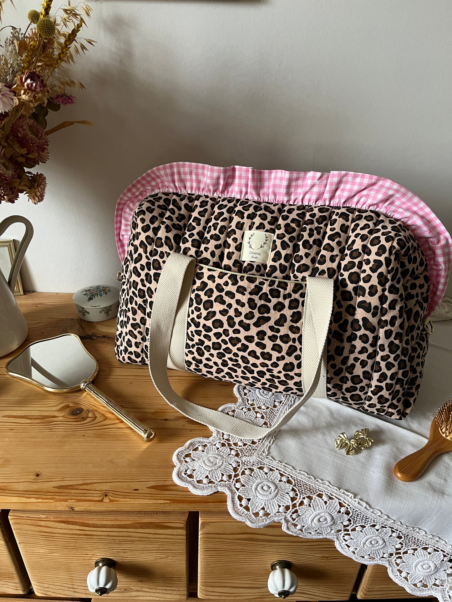 Ensemble Sac Chloé et trousse à volants - sur commande