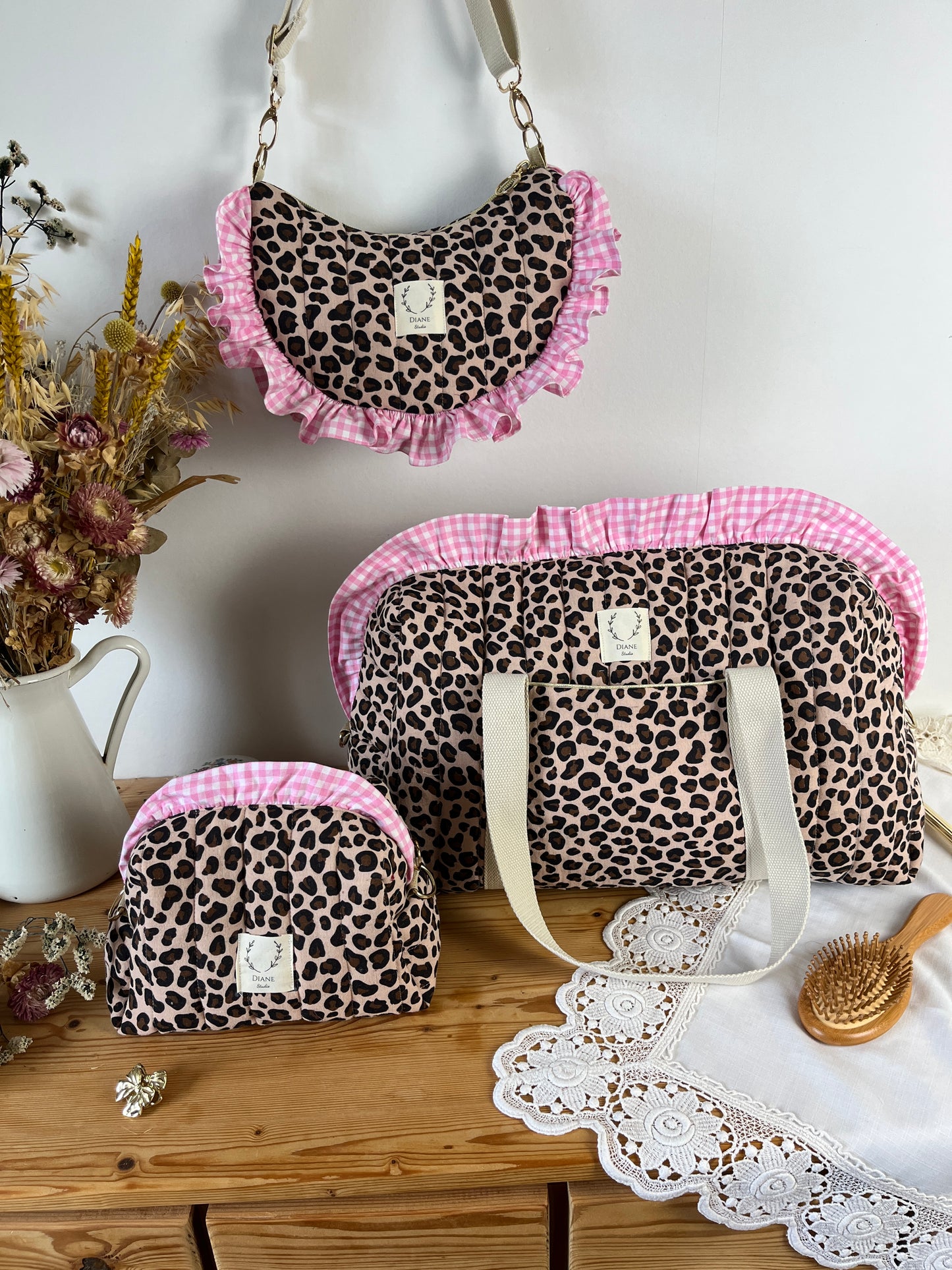 Ensemble Sac Chloé, sac Milan et trousse à volants - sur commande