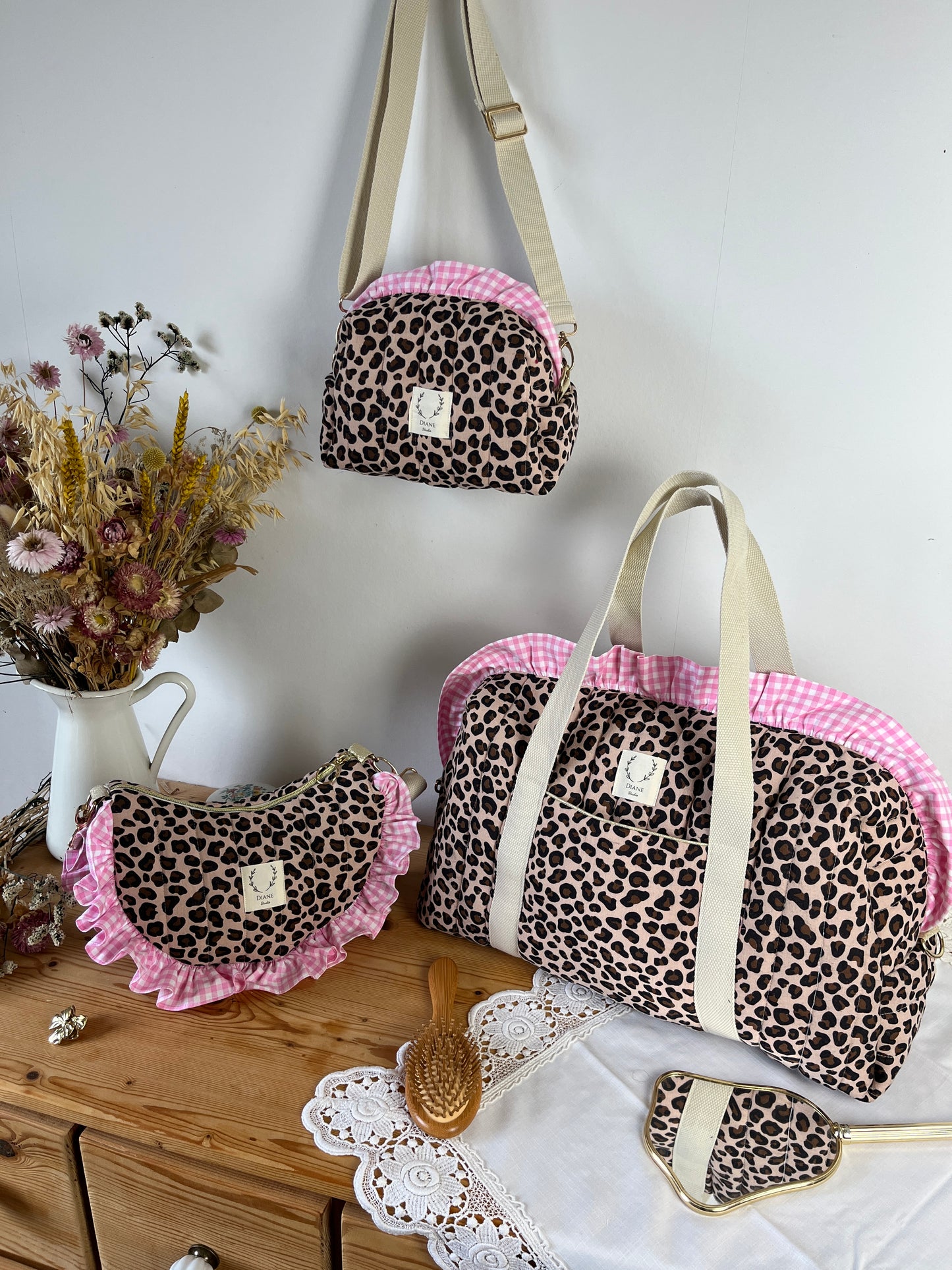 Ensemble Sac Chloé, sac Milan et trousse à volants - sur commande