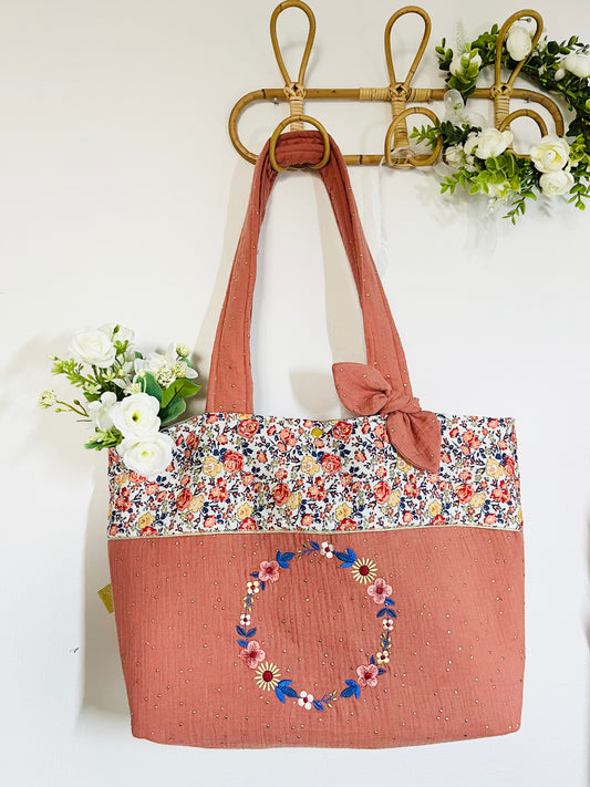 Le grand cabas Adélaïde couronne fleurie