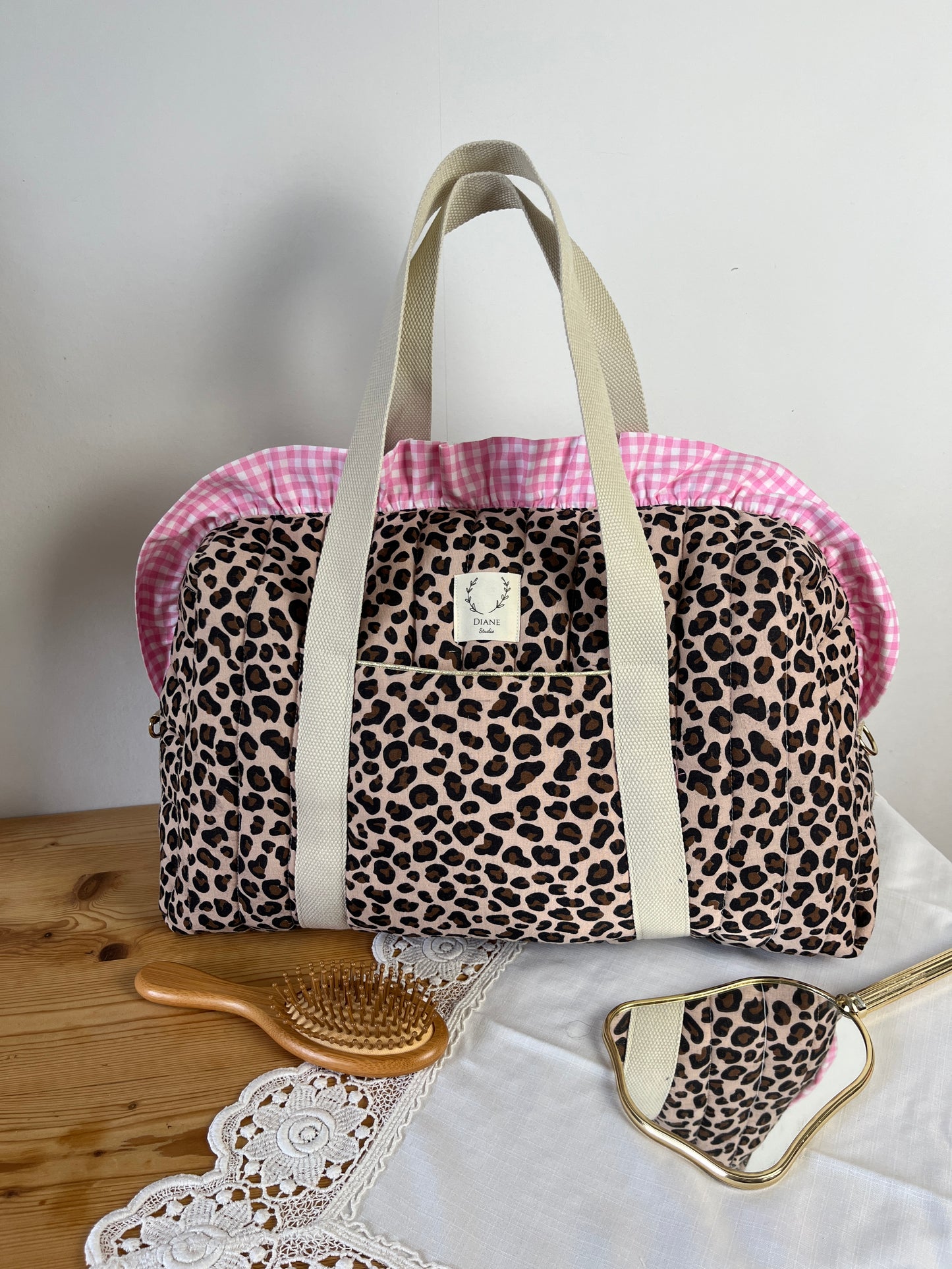 Ensemble Sac Chloé et trousse à volants - sur commande