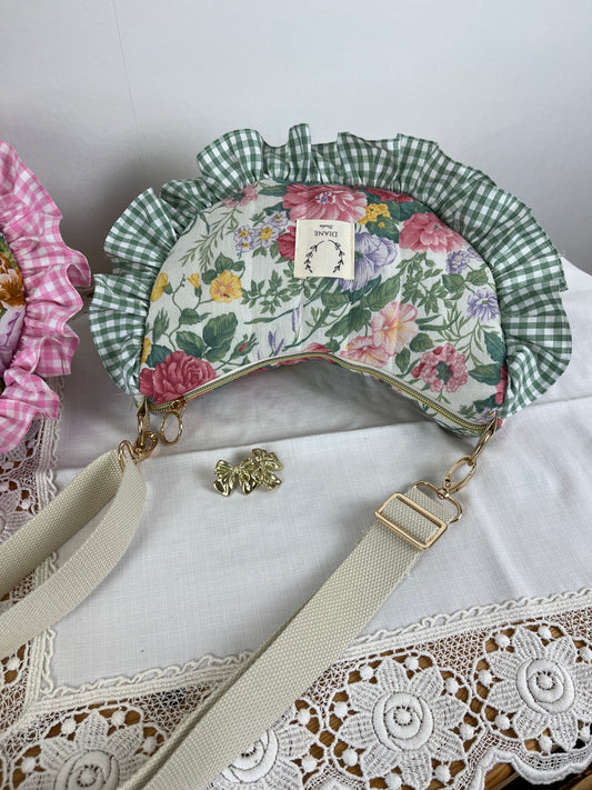 Milan le sac croissant motifs roses et vichy