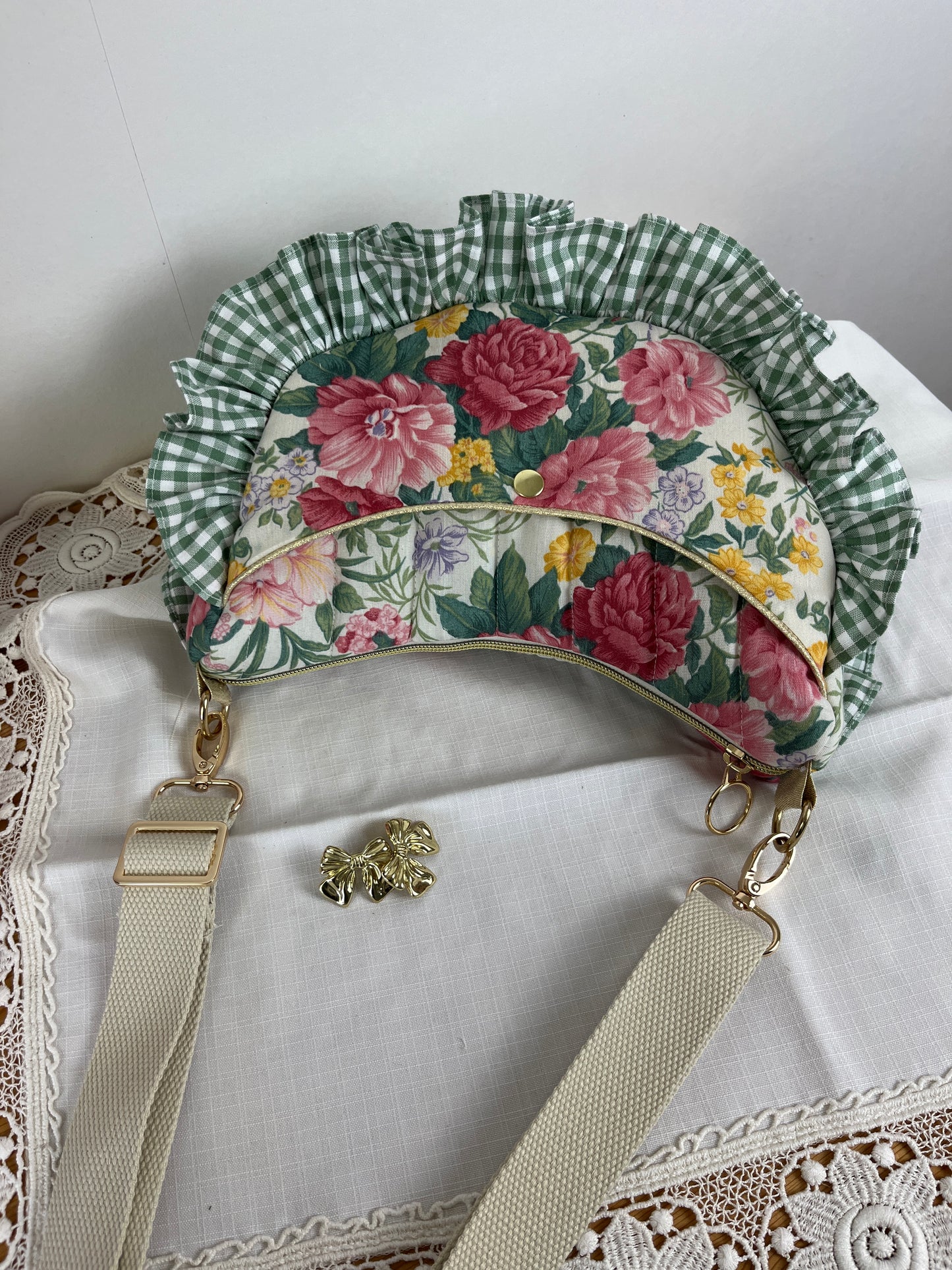 Sac Milan motifs roses et vichy