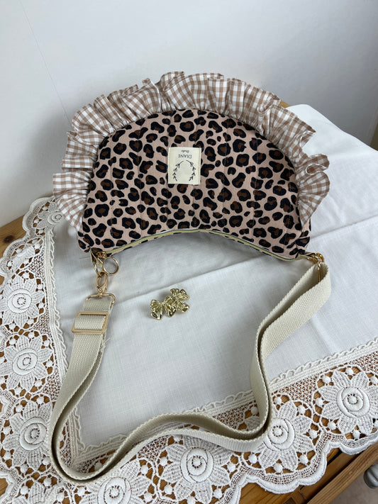 Milan  léopard et vichy beige - sur commande