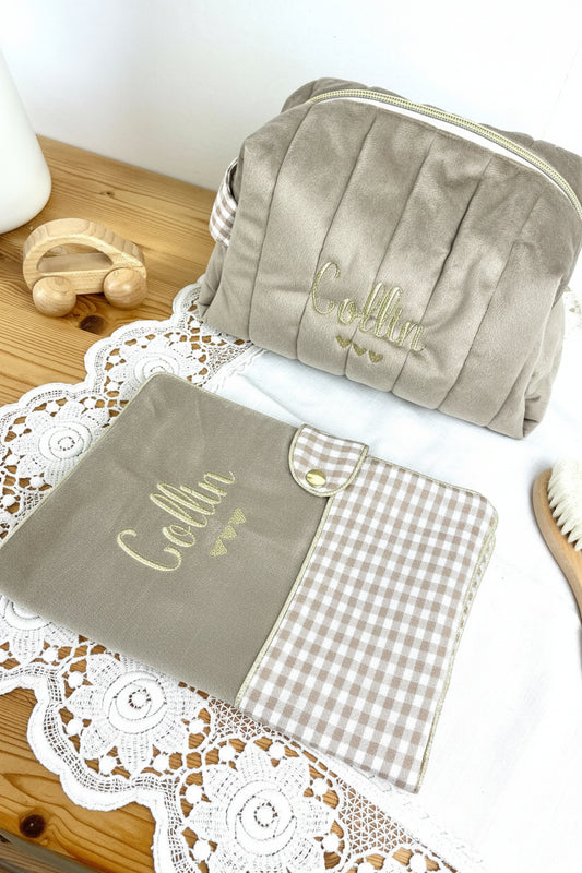 NOUVEAU Ensemble : Trousse de toilette et protège carnet de santé personnalisable