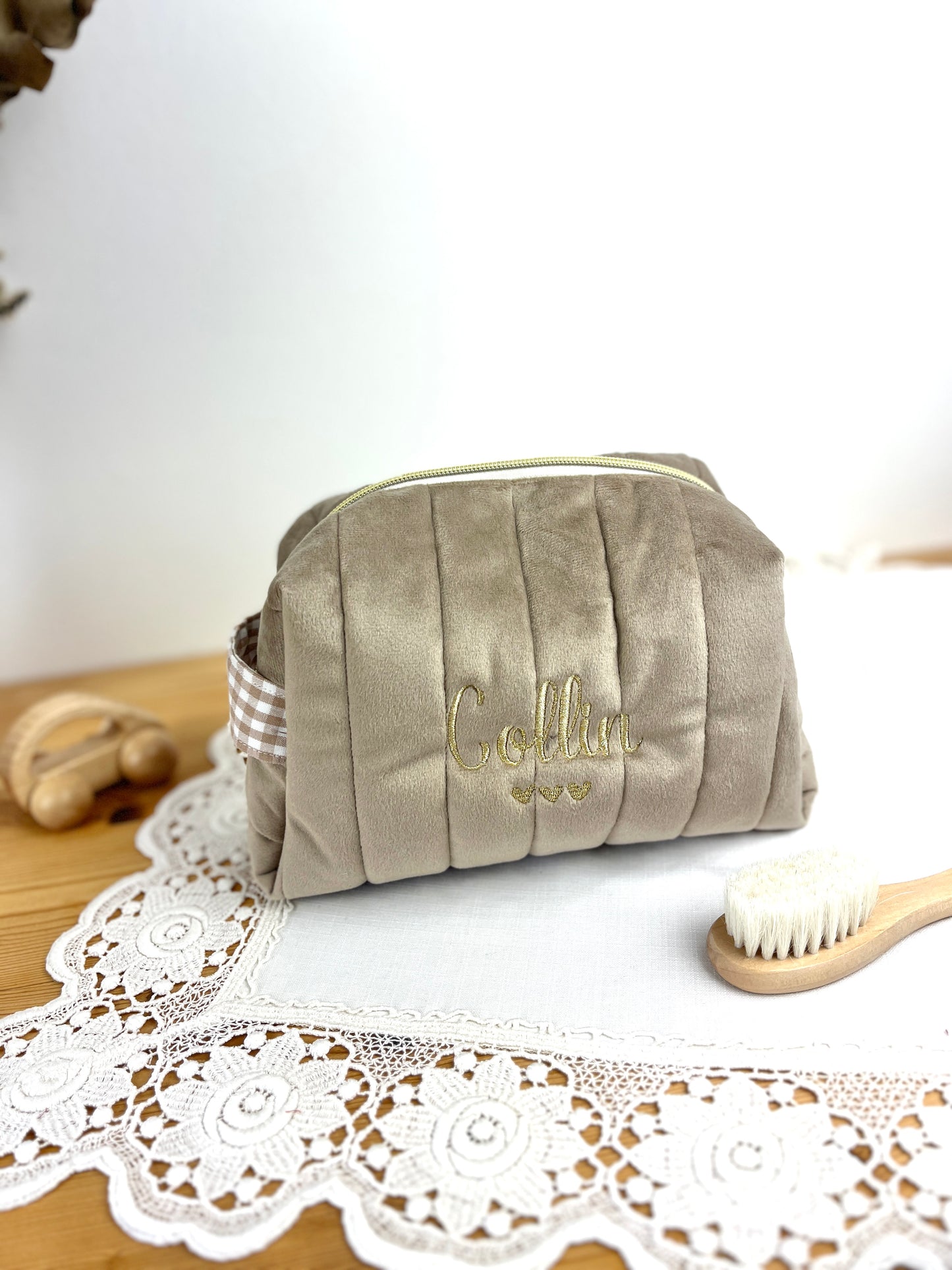 NOUVEAU Ensemble : Trousse de toilette et protège carnet de santé personnalisable