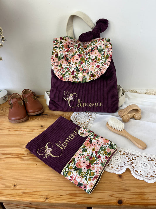 Ensemble : protège carnet et sac Eglantine