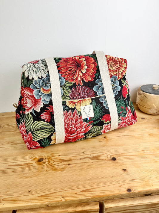 Hélène le sac week-end jacquard fleuri