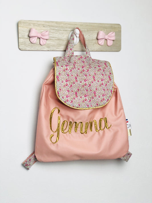 Le sac à dos enfant personnalisé Églantine gabardine pêche