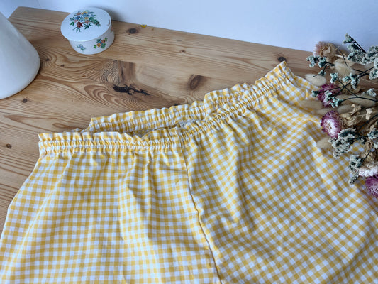 Isaure le short rétro taille haute vichy jaune