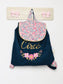 Le sac à dos enfant personnalisé Églantine gabardine bleu nuit et wiltshire senteur