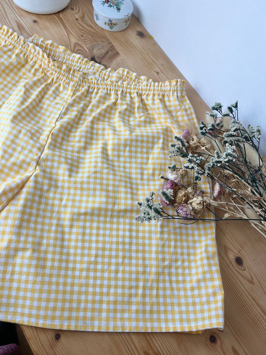 Isaure le short rétro taille haute vichy jaune