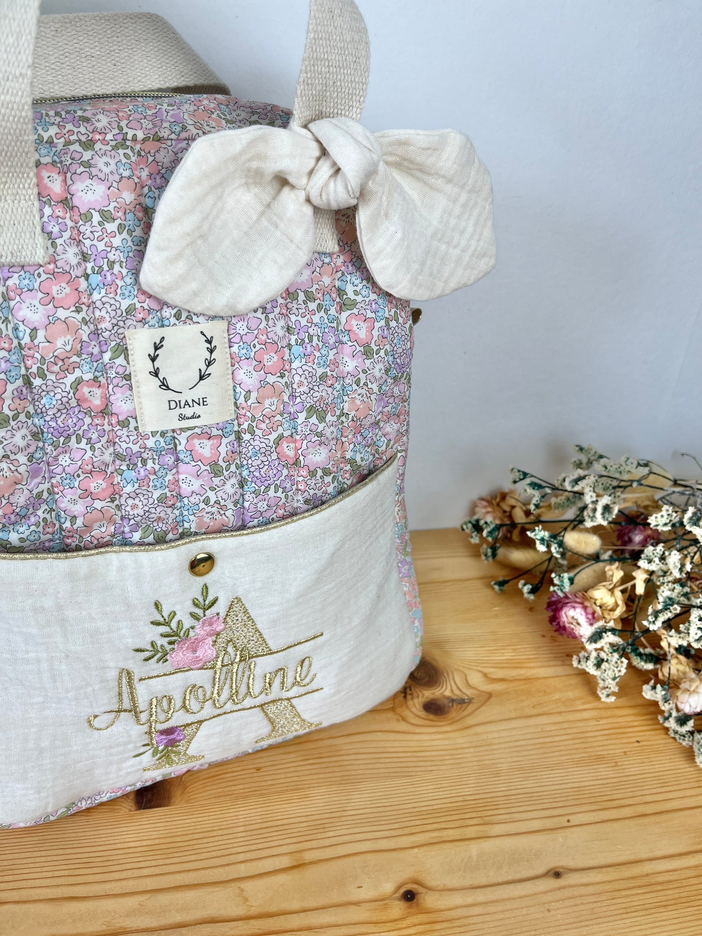 Le sac à dos enfant Ombeline initiale dentelle et prénom