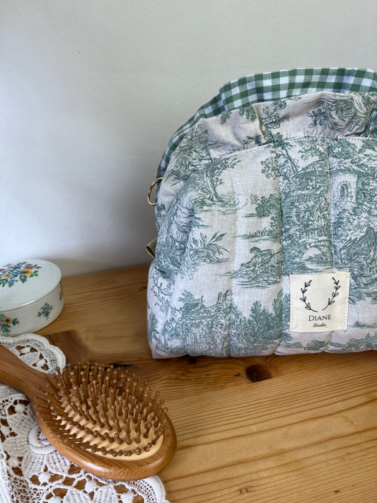 Colette double volant vichy et jouy vert